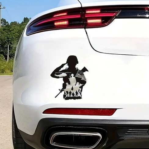Military Silhouette Decal Sticker, Patriotic American Flag Design, Waterproof Vinyl for Cars, Laptops, Motorcycles, 2-Pack#d073 in Kuwait