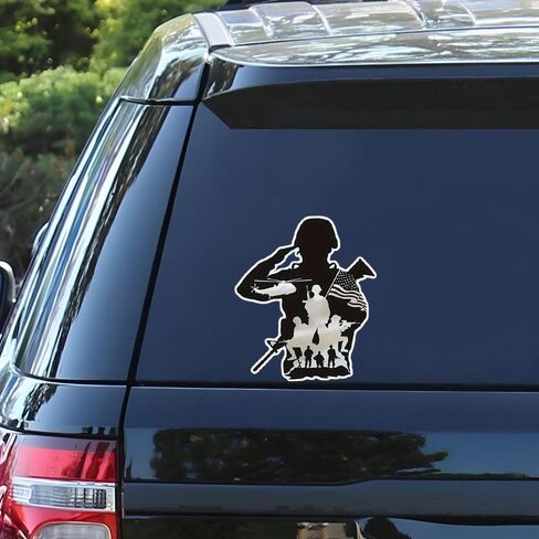 Military Silhouette Decal Sticker, Patriotic American Flag Design, Waterproof Vinyl for Cars, Laptops, Motorcycles, 2-Pack#d073 in Kuwait
