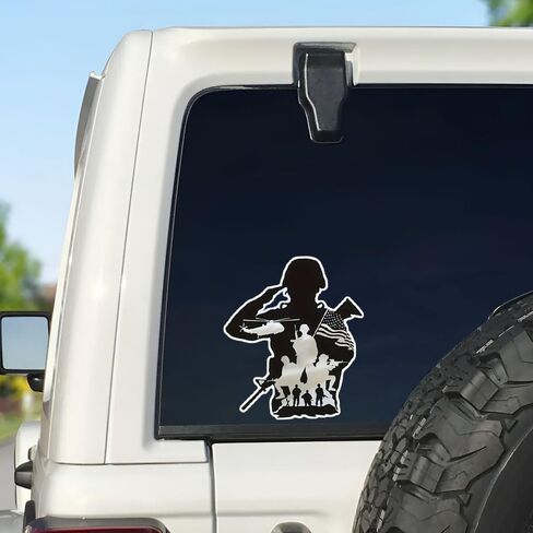 Military Silhouette Decal Sticker, Patriotic American Flag Design, Waterproof Vinyl for Cars, Laptops, Motorcycles, 2-Pack#d073 in Kuwait