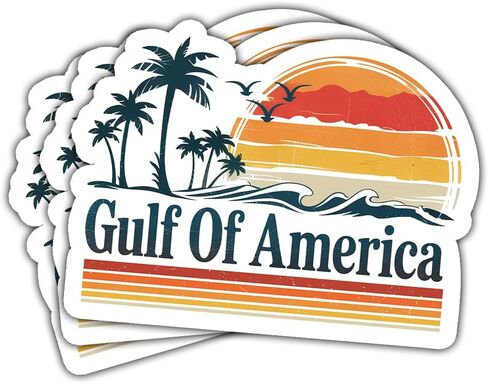 3Pcs Gulf of America Sticker Funny Retro Sunset Gift for Vintage Ocean Wave Palm Tree Gulf of America Stickers Beach Lovers Florida Vacation Car Decal for Laptop Bottle Toolbox Hard Hat (G1, 3") in Saudi Arabia