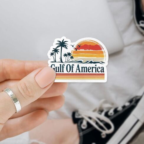 3Pcs Gulf of America Sticker Funny Retro Sunset Gift for Vintage Ocean Wave Palm Tree Gulf of America Stickers Beach Lovers Florida Vacation Car Decal for Laptop Bottle Toolbox Hard Hat (G1, 3") in Saudi Arabia
