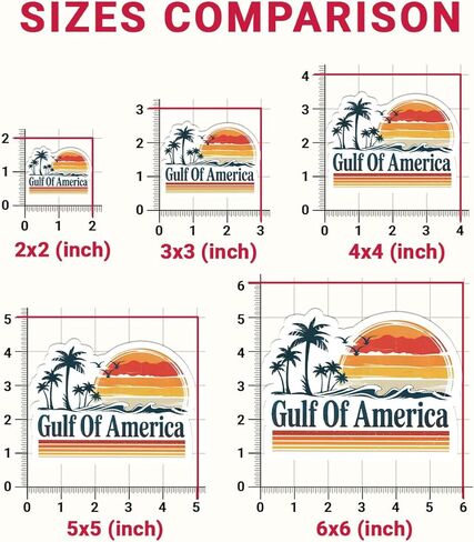 3Pcs Gulf of America Sticker Funny Retro Sunset Gift for Vintage Ocean Wave Palm Tree Gulf of America Stickers Beach Lovers Florida Vacation Car Decal for Laptop Bottle Toolbox Hard Hat (G1, 3") in Saudi Arabia