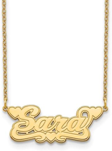 Solid 10k Yellow Gold Etched Nameplate - with Secure Lobster Lock Clasp 18" in Kuwait