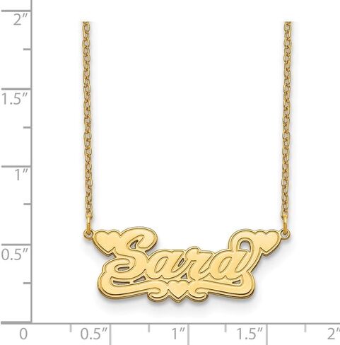 Solid 10k Yellow Gold Etched Nameplate - with Secure Lobster Lock Clasp 18" in Kuwait