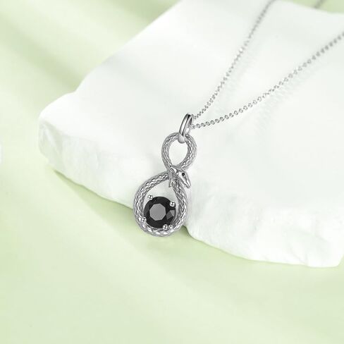 Snake Necklace Sterling Silver Snake Pendant Black Crystal Cute Animal Jewelry Gifts for Women in Saudi Arabia