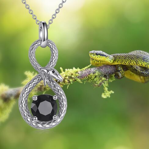 Snake Necklace Sterling Silver Snake Pendant Black Crystal Cute Animal Jewelry Gifts for Women in Saudi Arabia