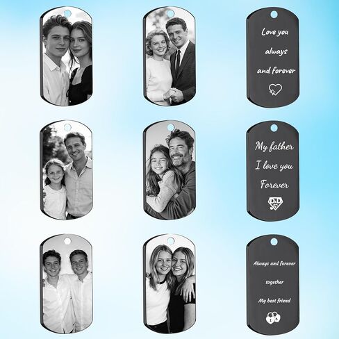 BEXOA Picture Necklace Personalized Photo Custom Dog Tag with Text Logo Engraved Gifts for Men Boyfriend Birthday Fathers Day Anniversary in Kuwait