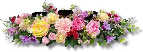 Candle Holder Centerpiece for Table Artificial Peonies Flowers,Rose Flowers and Morning Glory for Wedding Party Table Centerpieces Mixed Flowers Floral Arrangement Home Kitchen Decor in Kuwait