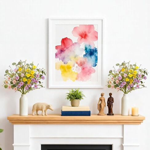 Artificial Spring Flowers with Green Eucalyptus Leaves 6 Pack Spring Floral Picks 17 Inch Eucalyptus Stems with Pink Purple Yellow Daisies for Springtime Summer Easter Decor in Kuwait