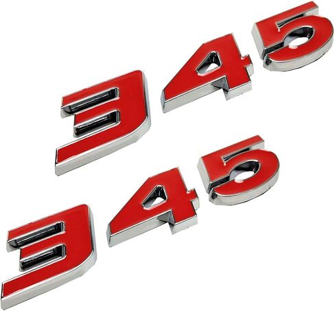 2pcs 345 Emblems Badge Decal Sticker Compatible with Nameplate New Universal Cars (Chrome Red) in Saudi Arabia