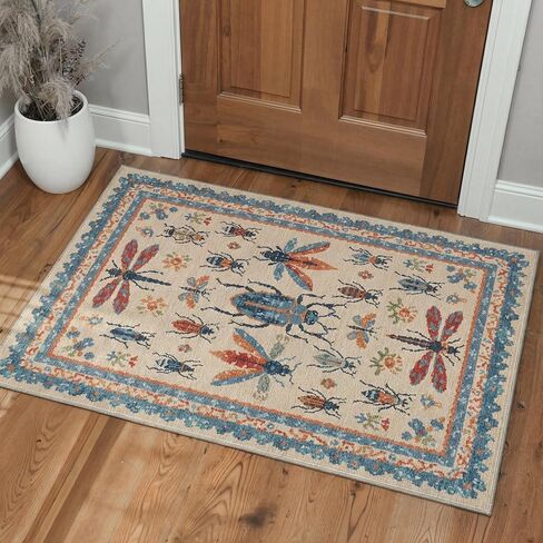 Bavni Leopard 2x3 Entryway Rug Animal Jungle Rug, Machine Washable Door Mat Non Slip, Low Pile Soft Stain Resistant Floral Cheetah Carpet for Hallway Bathroom Laundry Room Corridor, Burnt Orange Red in Saudi Arabia