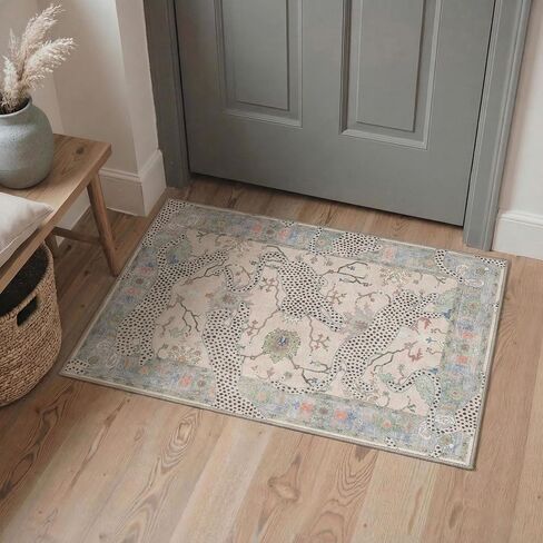 Bavni Leopard 2x3 Entryway Rug Animal Jungle Rug, Machine Washable Door Mat Non Slip, Low Pile Soft Stain Resistant Floral Cheetah Carpet for Hallway Bathroom Laundry Room Corridor, Burnt Orange Red in Saudi Arabia