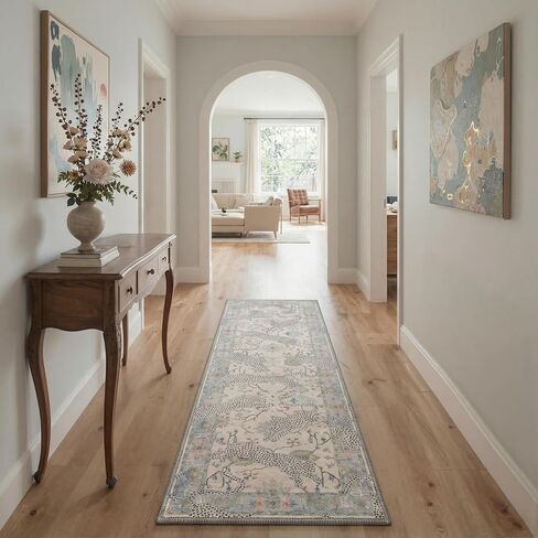 Bavni Leopard 2x3 Entryway Rug Animal Jungle Rug, Machine Washable Door Mat Non Slip, Low Pile Soft Stain Resistant Floral Cheetah Carpet for Hallway Bathroom Laundry Room Corridor, Burnt Orange Red in Saudi Arabia