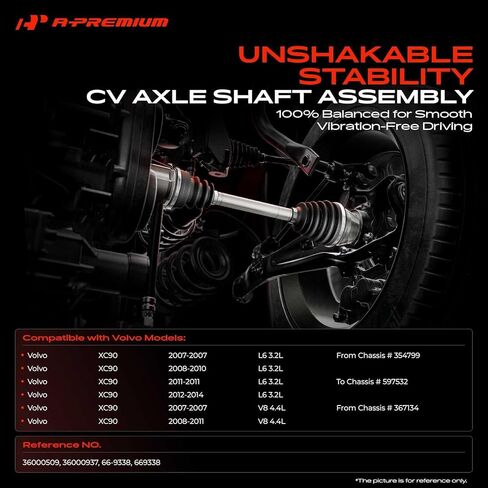مجموعة عمود المحور A-Premium CV متوافقة مع فولفو XC90 2007-2014، 3.2L 4.4L، جانب السائق الأيسر الأمامي، استبدال # 36000509، 36000937 in Kuwait