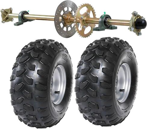 44" Rear Live Axle Complete Kit Go Kart Axle Sprocket Brake Disc Wheel Hub with Pillow Block + Sprocket + + 4 Bolt Hub + 19x7-8" Wheels Tires for ATV Quad Go Kart Golf Cart Buggy 4 Wheelers in Saudi Arabia