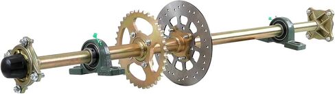 44" Rear Live Axle Complete Kit Go Kart Axle Sprocket Brake Disc Wheel Hub with Pillow Block + Sprocket + + 4 Bolt Hub + 19x7-8" Wheels Tires for ATV Quad Go Kart Golf Cart Buggy 4 Wheelers in Saudi Arabia