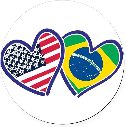 CafePress USA Brazil Heart Flags 5.5" Round Car Magnet Magnetic Bumper Display in Saudi Arabia