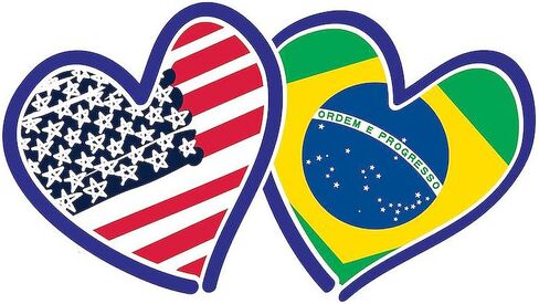 CafePress USA Brazil Heart Flags 5.5" Round Car Magnet Magnetic Bumper Display in Saudi Arabia