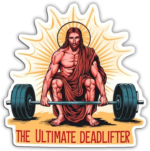 يسوع في نهاية المطاف Deadlifter المغناطيس صائق مضحك يسوع المغناطيس صائق الكاثوليكية المسيحية مضحك تجريب كمال الاجسام اللياقة البدنية فئة المغناطيسي علامة ملصق للثلاجة سيارة الوفير خزانة خزانة 5،5in in Saudi Arabia