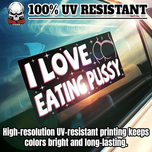 I Love Eating Pussy | Bumper Sticker or Car Magnet | I Heart Funny Adult SexWaterproof Vinyl Magnet for Trucks Vans Cars [7.5x3.75] in Kuwait