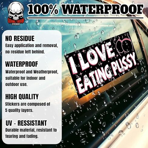 I Love Eating Pussy | Bumper Sticker or Car Magnet | I Heart Funny Adult SexWaterproof Vinyl Magnet for Trucks Vans Cars [7.5x3.75] in Kuwait