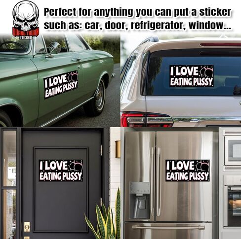 I Love Eating Pussy | Bumper Sticker or Car Magnet | I Heart Funny Adult SexWaterproof Vinyl Magnet for Trucks Vans Cars [7.5x3.75] in Kuwait