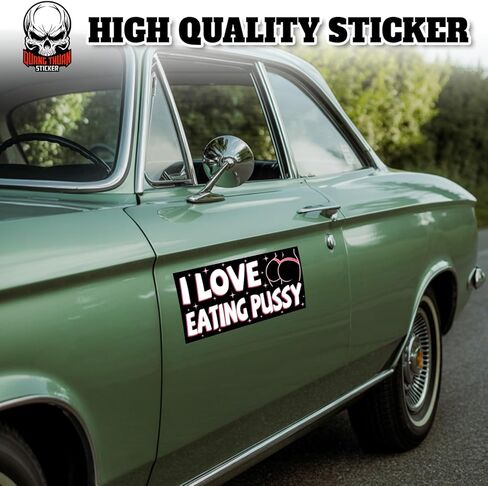 I Love Eating Pussy | Bumper Sticker or Car Magnet | I Heart Funny Adult SexWaterproof Vinyl Magnet for Trucks Vans Cars [7.5x3.75] in Kuwait