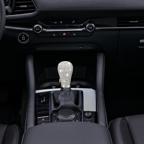 غطاء مقبض ناقل الحركة من TOMALL متوافق مع Mazda 3 2019-2023 CX-30 2020-2023 لوحة ناقل الحركة الماسية الداخلية غطاء ذراع ناقل الحركة مع ديكورات كريستالية لملحقات السيارة اللامعة in Saudi Arabia