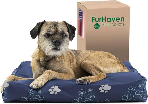 Furhaven Pillow Dog Bed for Large/Medium Dogs w/ Removable Washable Cover - Sherpa & Suede Mattress - Espresso, Large in Saudi Arabia