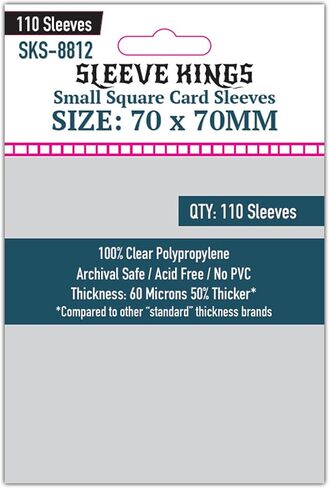 Sleeve Kings Small Square Card Sleeves (70x70mm) - 110 Pack, 60 Microns in Kuwait