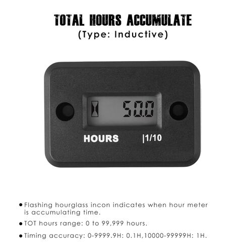 عداد ساعة رقمي / LCD رقمي يعمل بالطاقة الذاتية، بطارية مدمجة مقاومة للماء ABS تستخدم للمناشير، جزازات العشب، الدراجات النارية، المكربنات، ATVs، دراجات موتوكروس، المولدات، الجرارات in Kuwait