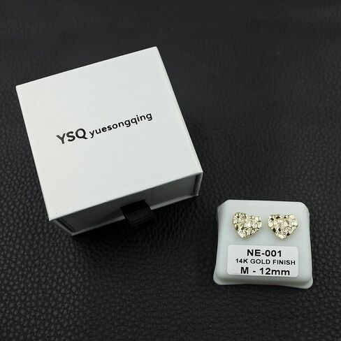 14K Gold Rough Textured Heart Shape Nugget Earring For Women,Heart Stud Earring in Saudi Arabia