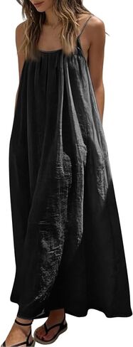 Backless Cami Dress for Womens Causal Solid Sleeveless Spaghetti Strap Lounge Summer Maxi Dresses in Saudi Arabia