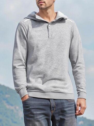 men's Hooded hoodie autumn and winter trendy brand loose and plush thick gray casual top in Saudi Arabia