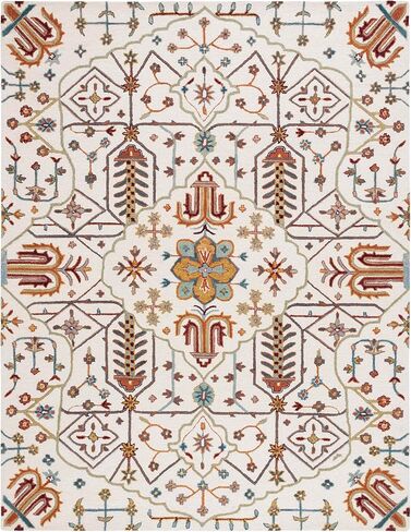 SAFAVIEH Heritage Collection Runner Rug - 2'3" x 8', Ivory & Grey, Handmade Oriental Boho Medallion Wool, Ideal for High Traffic Areas in Living Room, Bedroom (HG278A) in Saudi Arabia