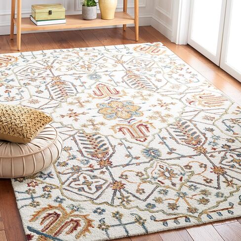 SAFAVIEH Heritage Collection Runner Rug - 2'3" x 8', Ivory & Grey, Handmade Oriental Boho Medallion Wool, Ideal for High Traffic Areas in Living Room, Bedroom (HG278A) in Saudi Arabia