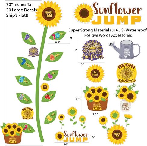 Sunflower Jump Sensory Pathway for School Hallways and Classrooms Includes 30 Durable Waterproof Decals – Counting Numbers 1-10 – with Positive and Encouraging Words in Kuwait