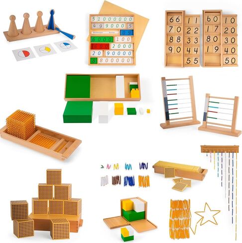 Advanced Montessori Sensorial Materials Set 1 with Pink Tower & Brown Stairs, Premium Solid Beechwood, 14 Sensory Toys for Kids , Preschool Homeschool Classroom Supplies(Sensorial Series Kit 1) in Kuwait