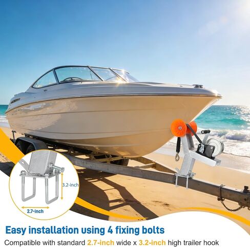 حامل ونش مقطورة القارب 1200 رطل مع الأسطوانة، عمود ونش لمقطورة أنابيب مربعة 2-2.7 بوصة، حامل ونش ارتفاع قابل للتعديل مع الفولاذ المجلفن، مسمار على شكل حرف U مناسب لقارب الصيد السريع in Kuwait