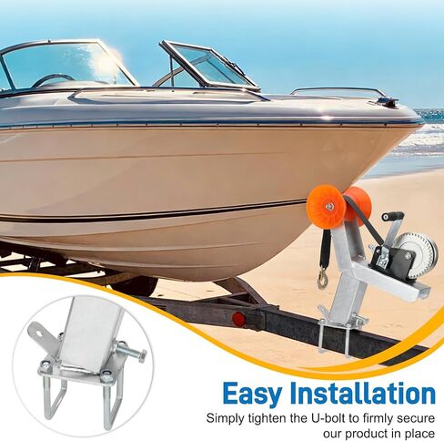 حامل ونش مقطورة القارب 1200 رطل مع الأسطوانة، عمود ونش لمقطورة أنابيب مربعة 2-2.7 بوصة، حامل ونش ارتفاع قابل للتعديل مع الفولاذ المجلفن، مسمار على شكل حرف U مناسب لقارب الصيد السريع in Kuwait