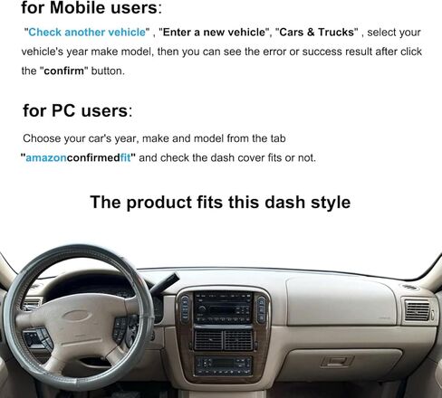 Dash Cover Mat Custom Fit for Ford Explorer/Mercury Mountaineer,Dashboard Pad Cap Carpet Protector K197 (Beige) in Saudi Arabia