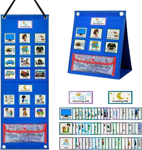 Large Visual Schedule for Toddlers Chore, Morning Bedtime Routine Chart |Autism Learning Materials Tool Wall Planner for Young Toddlers Home School Planner,Autism Learning Materials in Kuwait