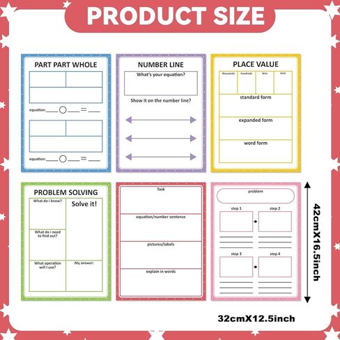 Magnetic Math Teaching Charts Reusable Dry Erase Math Graphic Organizer Handwriting Paper Back to School Elementary Classroom Must have Educational Magnet Chart Whiteboard Essential Supplies in Saudi Arabia