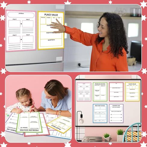 Magnetic Math Teaching Charts Reusable Dry Erase Math Graphic Organizer Handwriting Paper Back to School Elementary Classroom Must have Educational Magnet Chart Whiteboard Essential Supplies in Saudi Arabia