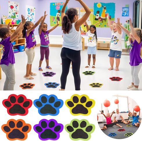 48 Pcs Carpet Spot Markers, Carpet Spots for Classroom Carpet Floor Paw Prints Dots Markers 6 Colors Floor Dot for Teacher Supplies Elementary Student Kindergarten Yoga Standing in Kuwait