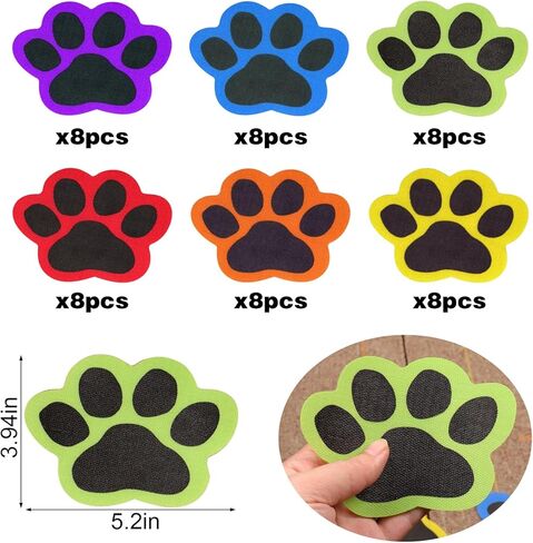 48 Pcs Carpet Spot Markers, Carpet Spots for Classroom Carpet Floor Paw Prints Dots Markers 6 Colors Floor Dot for Teacher Supplies Elementary Student Kindergarten Yoga Standing in Kuwait