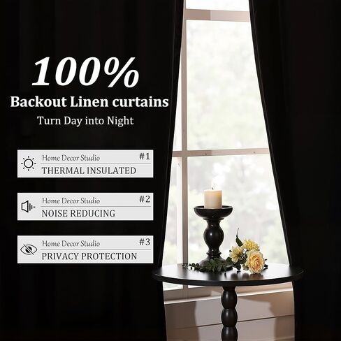 Nanspring 144 بوصة ستائر كتان معتمة طبيعية طويلة جدًا بنسبة 100% لغرفة السقف العالي ستارة داكنة حرارية معزولة بمزرعة خلفية بوهو ستائر لغرفة النوم، لوحة واحدة، 52 × 144 كريم عاجي in Kuwait