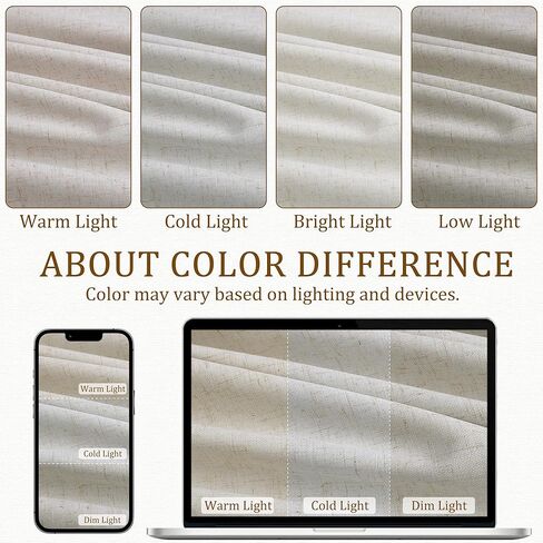 Nanspring 144 بوصة ستائر كتان معتمة طبيعية طويلة جدًا بنسبة 100% لغرفة السقف العالي ستارة داكنة حرارية معزولة بمزرعة خلفية بوهو ستائر لغرفة النوم، لوحة واحدة، 52 × 144 كريم عاجي in Kuwait