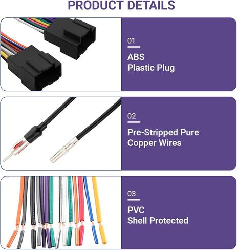 Radio Wiring Harness Connector Antenna Adapter Compatible with 2006-2013 GMC Sierra Buick Chevy Impala Stereo Wire Cable CD Receiver Kit 4 PCS for Car Audio System Installation in Kuwait