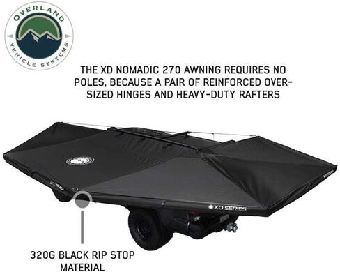 Overland Vehicle Systems - XD Nomadic 270 - Awning, Lights, Black Out, Wall Kit, Driver Side, Grey Hex, Black Trim & Black Travel Cover in Kuwait